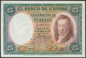 Set of 2 banknotes of 25 Pesetas, ... 