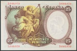 Set of 2 banknotes of 25 Pesetas, ... 