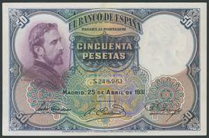 Set of 4 correlative 50 Pesetas banknotes ... 