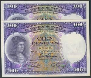 100 pesetas. August 15, 1928. Without ... 