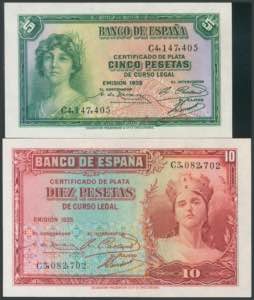 5 Pesetas and 10 Pesetas. 1935. Series C, ... 