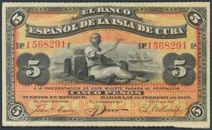 BANCO ESPAÑOL DE LA ISLA DE CUBA. 5 Pesos. ... 