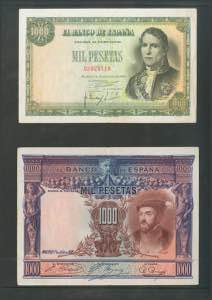 Set of 16 banknotes of the Bank of Spain of ... 