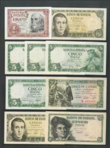 Set of 26 Bank of Spain notes of different ... 