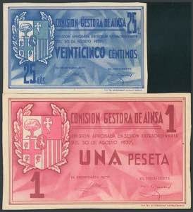 AINSA (HUESCA). 25 Céntimos y 1 Peseta. 30 ... 