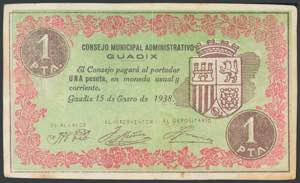 GUADIX (GRANADA). 1 peseta. January 15, ... 