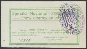 POBLA DE SEGUR (LERIDA). 1 peseta. April 7, ... 