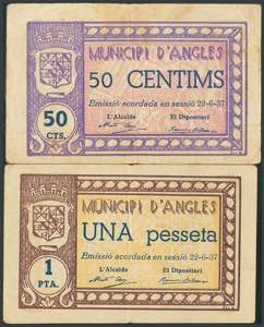 ANGLES (GERONA). 50 Céntimos y 1 Peseta. 22 ... 