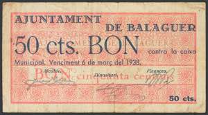 BALAGUER (LERIDA). 50 Cents. March 6, 1937. ... 