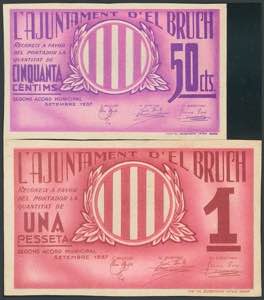 BRUCH (BARCELONA). 50 Céntimos y 1 Peseta. ... 
