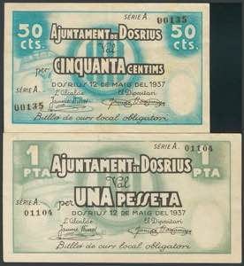 DOSRIUS (BARCELONA). 50 Céntimos y 1 ... 