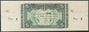 Set of 3 5 Pesetas banknotes issued in 1935, ... 