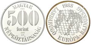 HUNGARY. 500 Forint (Ar. 28.01g / 40mm). ... 