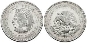 MEXICO. 5 Pesos. (Ar. 30,17g/40mm). 1948. ... 