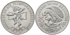 MEXICO. 25 Pesos. (Ar. 22,50g/38mm). 1968. ... 
