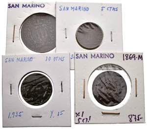 SAN MARINO. Lot consisting of 4 coins of 5 ... 