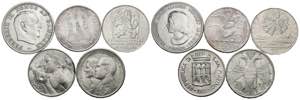 FOREIGN CURRENCIES. Set of 5 European silver ... 