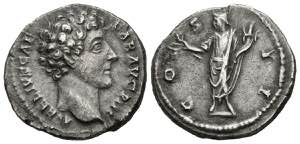 MARCUS AURELIUS. Denarius. (Ar. 3.22g / ... 