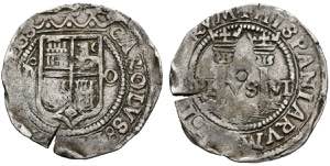 JUANA and CARLOS (1504-1555). 1 Real. (Ar. ... 