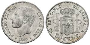 ALFONSO XII (1874-1885). 50 Céntimos (Ar. ... 