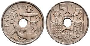 SPANISH STATE (1939-1975). 50 cents. (CuNi. ... 