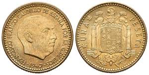 SPANISH STATE. 1 peseta. (AlCu. 3.59g / ... 
