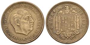 SPANISH STATE (1939-1975). 1 peseta. (AlCu. ... 