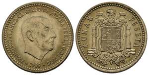 SPANISH STATE. 1 peseta. (AlCu. 3.49g / ... 