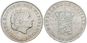 ANTILLAS HOLANDESAS. 2 1/2 Gulden. (Ar. ... 