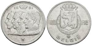 BELGICA. 100 Francs. (Ar. 18,21g/33mm). ... 