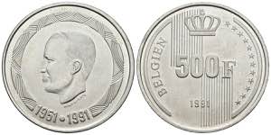 BELGICA. 500 Francs. (Ar. 22,97g/37mm). ... 