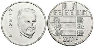 BELGICA 250 Francs. (Ar. 18,95g/33mm). 1994. ... 
