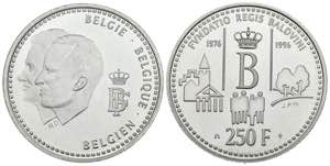 BELGICA. 250 Francs. (Ar. 18,86g/33mm). ... 