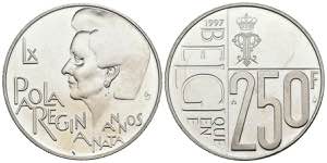 BELGICA. 250 Francs. (Ar. 18,99g/33mm). ... 
