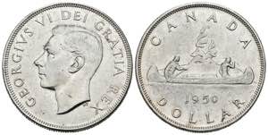 CANADA. 1 USD (Ar. 23.35g / 36mm). 1950. ... 