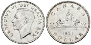 CANADA. 1 Dollar (Ar. 23,39g/36mm). 1951.  ... 