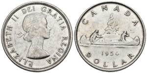 CANADA. 1 USD (Ar. 23.42g / 36mm). 1954. ... 