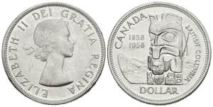 CANADA. 1 USD (Ar. 23.39g / 36mm). 1958. ... 