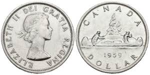 CANADA. 1 Dollar (Ar. 23,53g/36mm). 1959. ... 