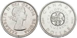 CANADA. 1 Dollar (Ar. 23,16g/36mm). 1964. ... 