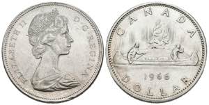CANADA. 1 Dollar (Ar. 23,36g/36mm). 1966. ... 