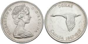 CANADA. 1 Dollar (Ar. 23,36g/36mm). 1967. ... 