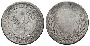 COLOMBIA. 1 Real (Ar. 2.82g/19.00mm). 1828. ... 