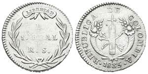COLOMBIA. 1 Real (Ar. 2,79g/19mm). 1835. ... 