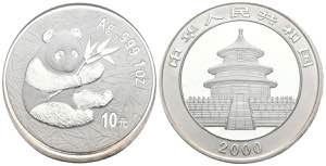 CHINA. 10 Yuan (Ar. 31,35g/40mm). 2000. Onza ... 