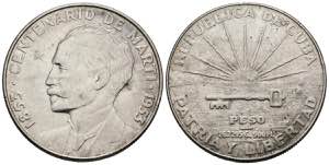 CUBA. 1 Peso (Ar. 26.80g/38mm). 1953. ... 
