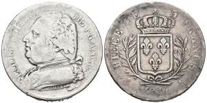 FRANCIA. 5 Francs. (Ar. 24,60g/37mm). 1814. ... 
