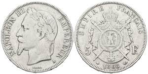 FRANCIA. 5 Francs. (Ar. 24,65g/37mm). 1868. ... 