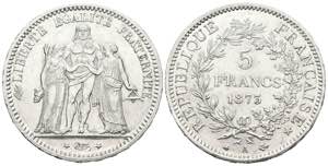 FRANCIA. 5 Francs. (Ar. 24,86g/37mm). 1873. ... 