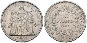 FRANCIA. 10 Francs. (Ar. 25,07g/37mm). 1965. ... 